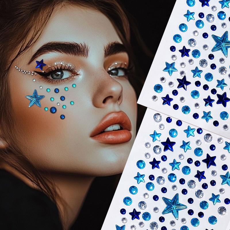3D Holographic Tear Drop Face  Sticker Self-Adhesive  Diamond Tattoo Sticker For Hair Eye Face Decoration Decal