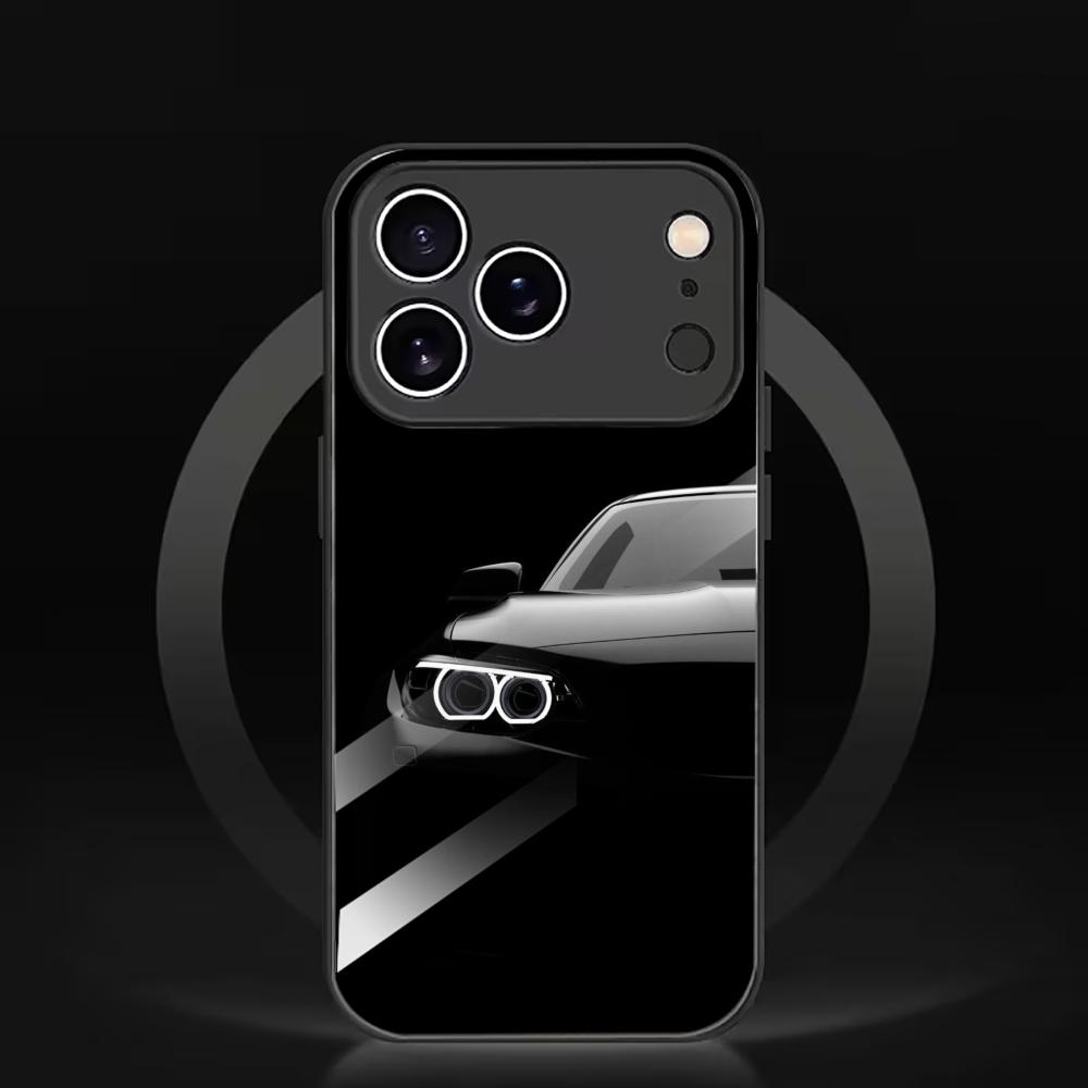 Cool Black Sports Car Front Glass phone case mobile phones for iphone 17 pro max cover for iPhone 17 16 15 14 13 12 pm Pro Plus