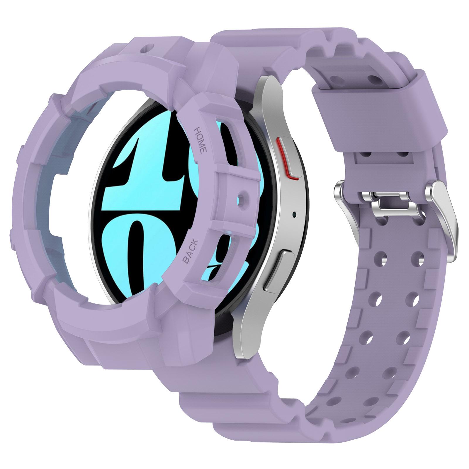 

For Samsung Galaxy Watch7 40mm Silicone+TPU Watch Band Wrist Strap with Watch Case G