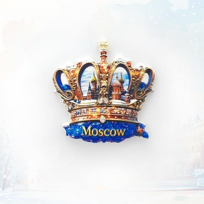 Moscow Crown & Storybook Castle Fridge Magnet Stickers Russian Travel Souvenir Home Decor Unique Literary Gift