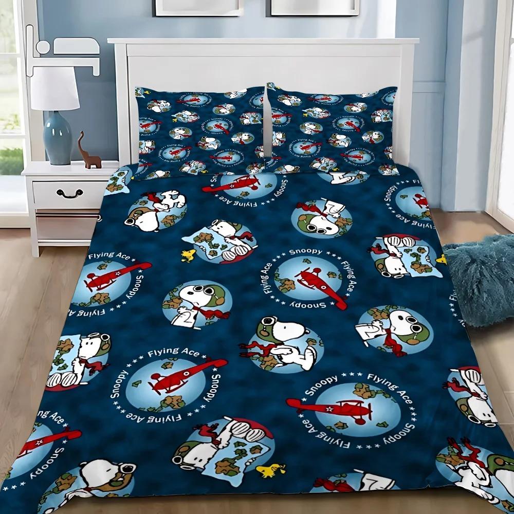 Duvet Cover Pillowcase Bedding Set Cute Funny S-Snoopys Adult Boy Girl Bedroom Decoration Children Gift Single Double Large Size
