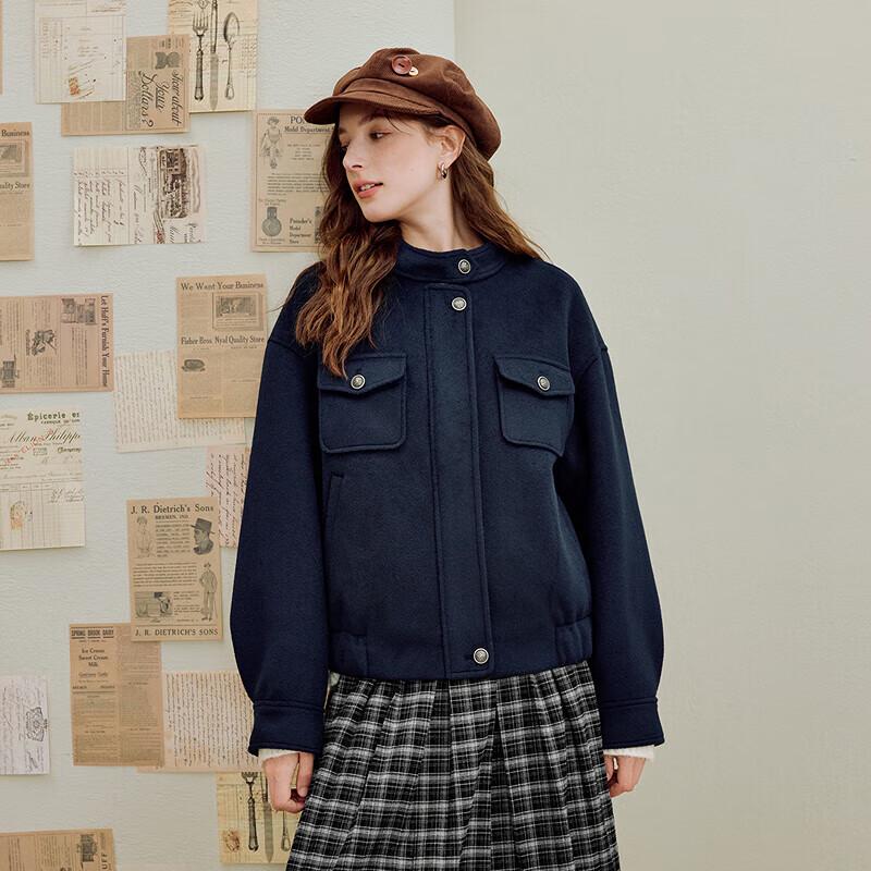 

Inman Retro Stand-Collar Wool Coat S