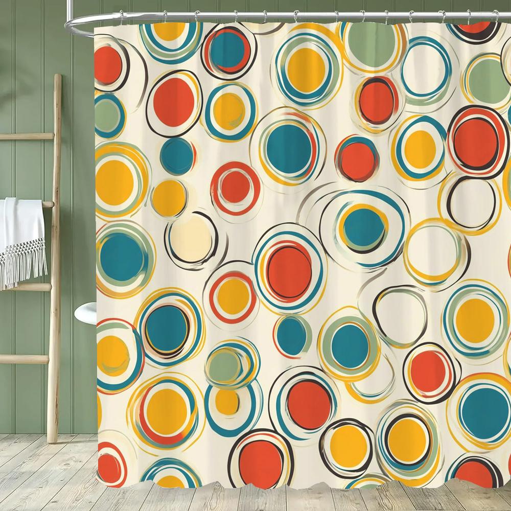 Modern Minimalist Geometrical Pattern Shower Curtain,Polyester Fabric Washable Bathroom Curtains,Home Decoration With Hooks