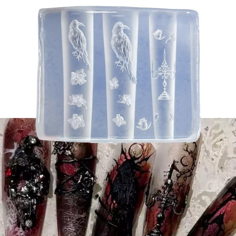 Flexible Silicone Nail Art Mold Creative Charm Design Reusable Manicure Accessories Easy Clean Home Salon Use