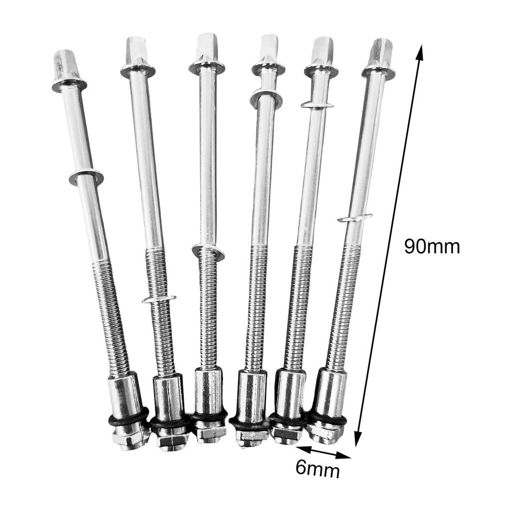 6 Pieces Drum Tension Rods Hardware for Snare Drum Spare Parts Replaces 6x60MM