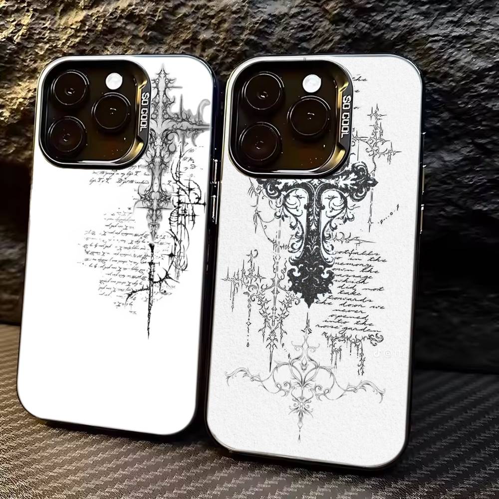 C-Cool Dark Catgothic C-Cross Phone Case For iPhone 17,16,15,14,13,12,11 Plus,Pro Max,XS,Colorful Silver Black Cover