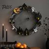 Halloween Wreath for Front Door Spider Web Wreath, Spooky Vine Branch with Ghost Castle Autumn Yard Arrangement Bat Door, Farmhouse, Indoor, Outdoor,