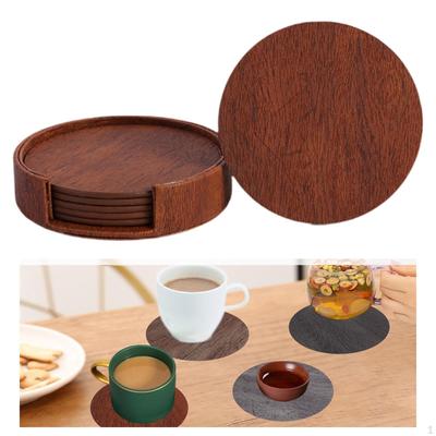 Sada 4" podložek na nápoje Sada 6 kožených domácích podložek na nápoje s držákem na konferenční stolek
