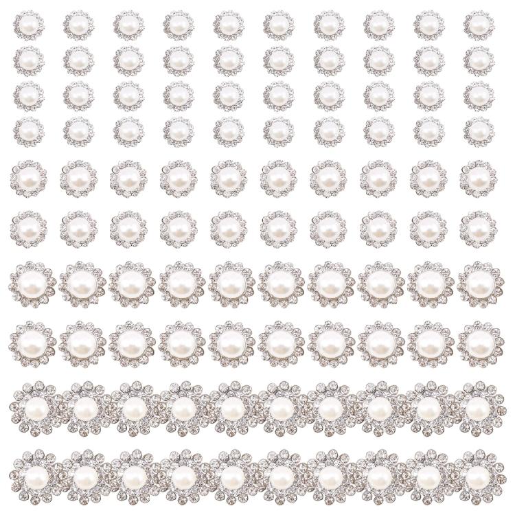 100Pcs Decorative Sew on Rhinestones Flower Shape Sew on Rhinestones for Clothing Dress Shoes Bag Hat and Sewing Project