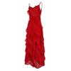 Backless Elegant Maxi Dress Women Sexy Ruffle Sundresses Sleeveless Spaghetti Strap Club Party