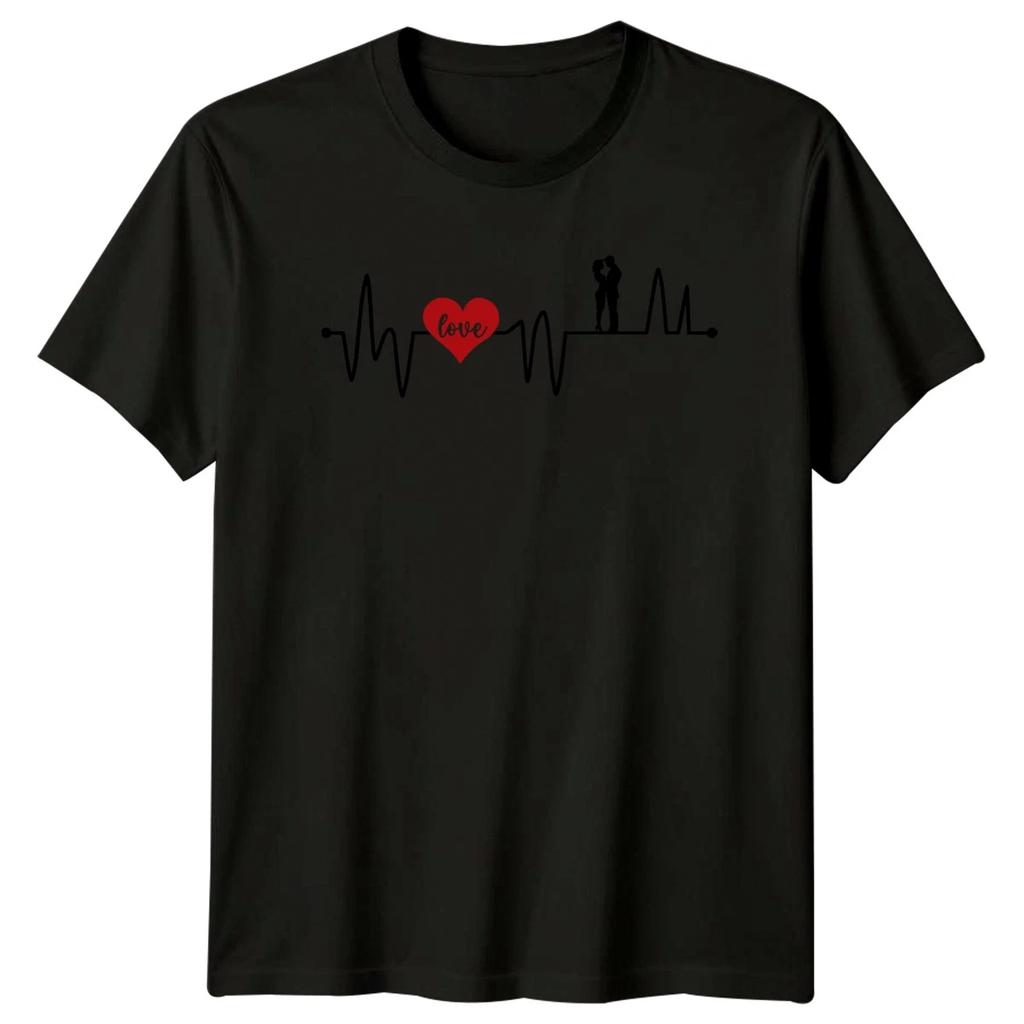 Love Is My Heartbeat Couple ECG T-Shirt Relationship Romance Anniversary