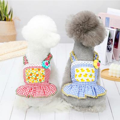Ins New Pet Flower Suspender Skirt Dog Suspender Thin Skirt Duck Print Skirt Summer Pet Clothes Dog Dress with Flowers