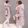 Women's Mid-Length 2024 Winter Cotton Coat with Large Fur Collar - European, American, and Korean Style, Plus Size, Thickened.