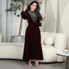 Women's Blue Water Drop Rhinestone Suede Evening Gown Robe