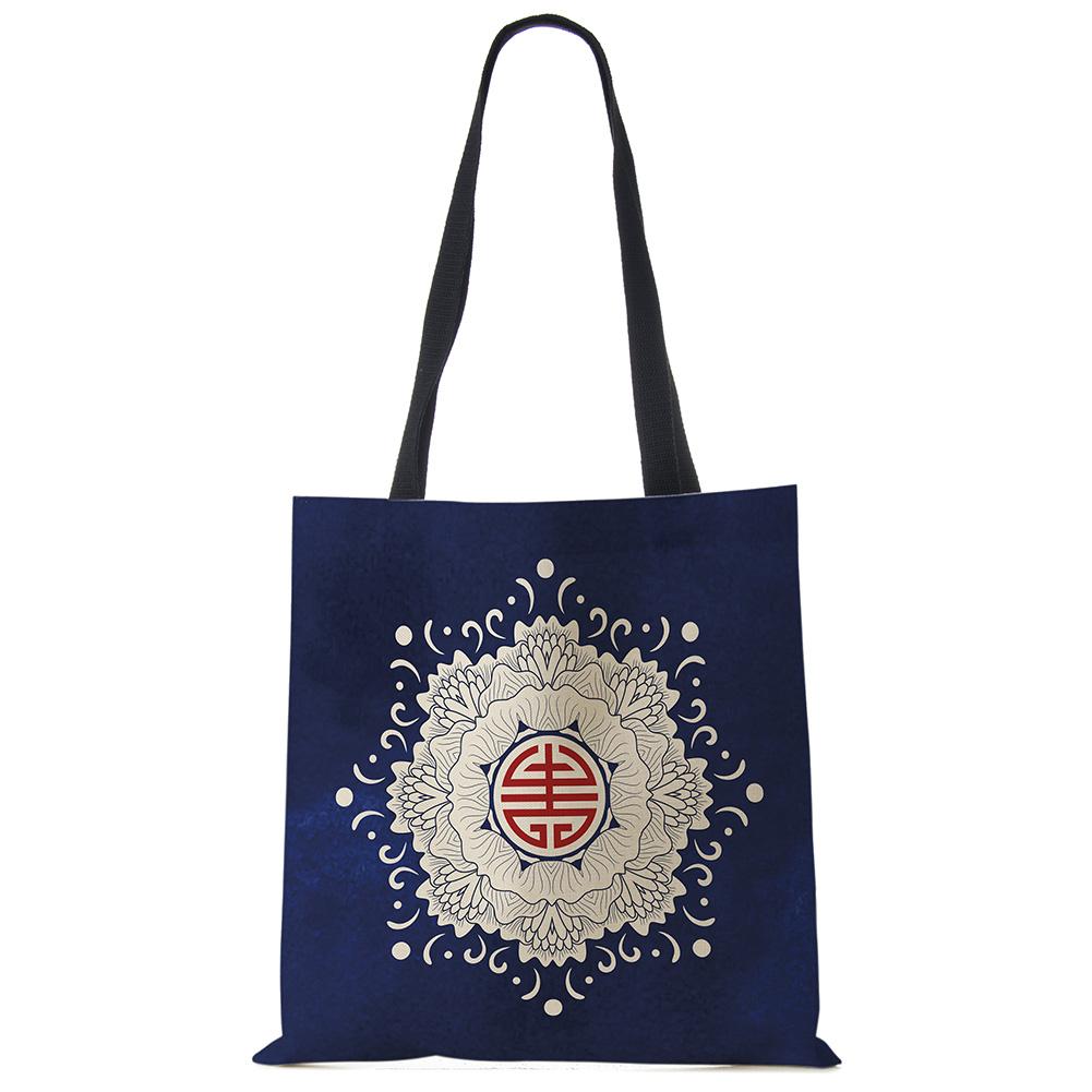 Vintage Print Casual Shoulder Bag Flowers Leaves Women Shopping Reusable Handbag Large Capacity Canvas Travel Beach Tote Bags CLE