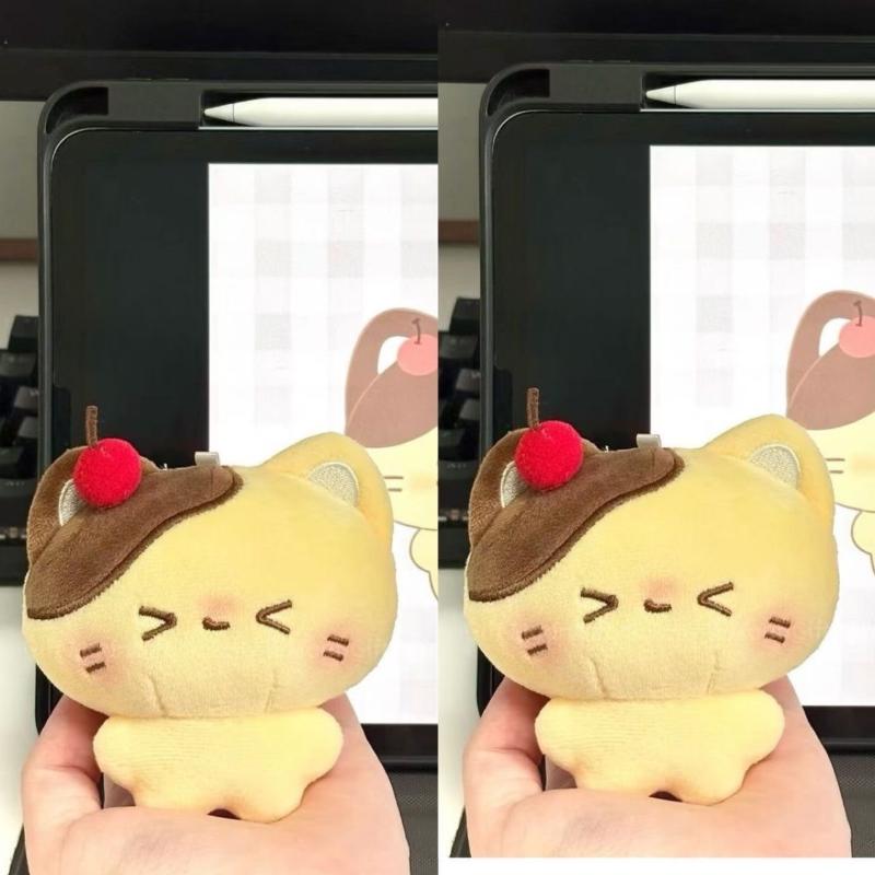 Kirschpudding Bär Plüschtier Schlüsselanhänger Cartoon Weiche Stoffpuppe Anhänger Autoschlüsselring Rucksack Tasche Deko Kindergeschenk