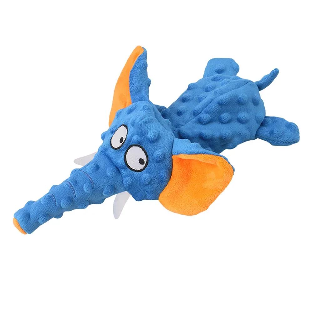 Durable No Stuffing Dog Chew Toys Soft Plush Squeaky Elephant Shaped Pet Toy for Dogs Stuffingless Puppy Toys for Teeth Cleaning
