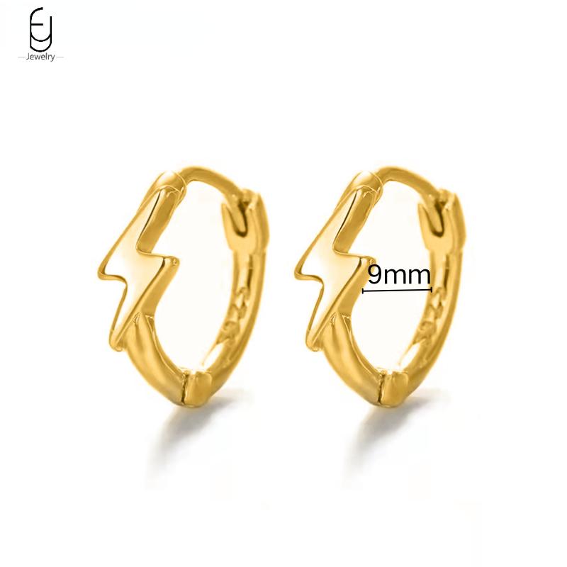 925 Silver Needle Vintage Gold Earrings for women Fashion Lightning Pendant Hoop Earrings Wedding High Luxury Jewelry