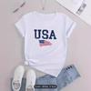European and American spot printed crew neck T-shirt spring and summer casual short-sleeved crew neck top short-sleeved women's T-shirt