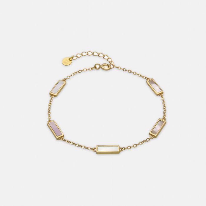 Bracelet - LUXENTER - Limy - Argent 925 - Nacre Blanche - Or 18 Carats