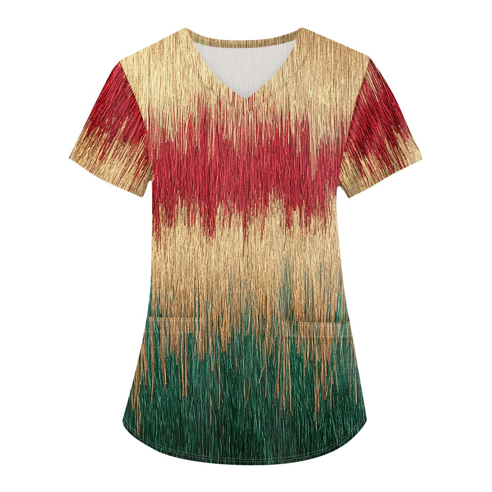 

Женская рождественская униформа с принтом, рабочая униформа, защитная рабочая форма с карманом и v-образным вырезом M винный