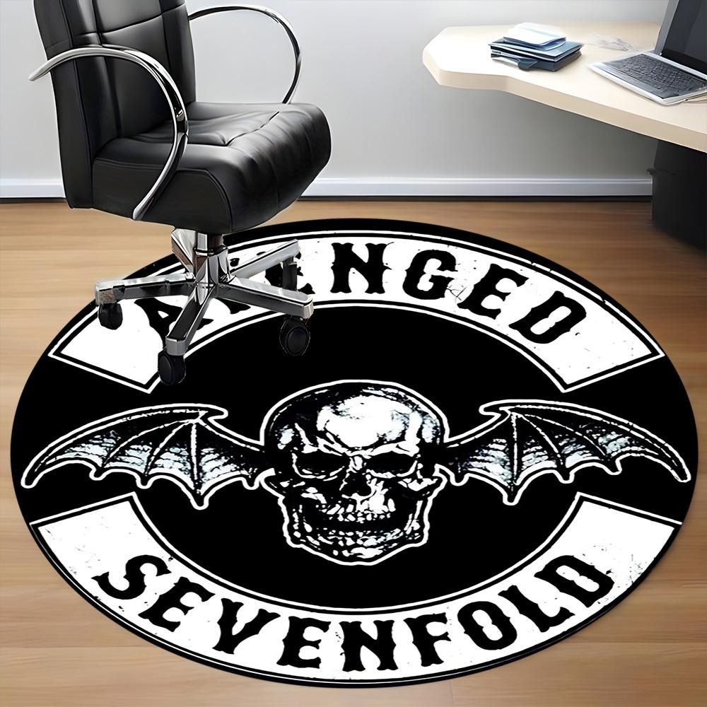 1pc Metal Skull Office Round Area Rug, Indoor Mat Suitable For Office, Under Office Chairs Bedroom Living Room Home Decor, Room Deco