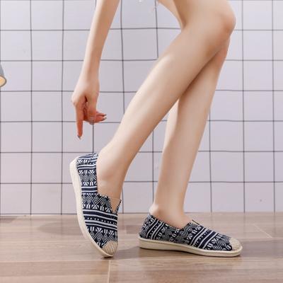 Pantofi de damă de primăvară și toamnă Pantofi casual la modă din pânză Pantofi cu talpă plată de pescar Prințesa Preriei Respirabili Pantofi din pânză vechi Beijing