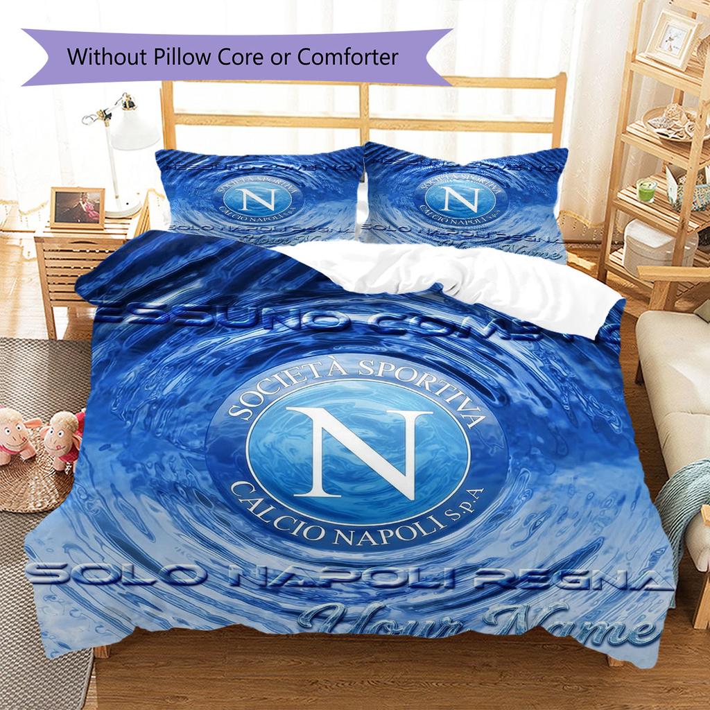 SSC Napoli Custom Name Pattern Bedding,Quilt Set Quilt Cover Pillowcase Home Birthday Gift(1 * duvet cover + 2 * pillowcase, without core)