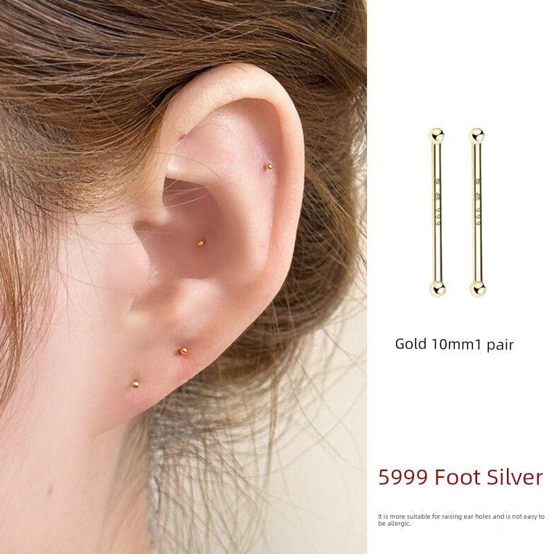 Silver Needle Pierced-Ear-Caring Ear Studs Female Daily Simple Easiest for Match Sleep No Need to Take off Ear Bone Stud Ear Bar Earrings Earrings
