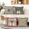 4 Pcs Retro Floral Palm Tree Single-Sided Printed Pillowcase Cushion Cover,Suitable For Living Room,Bedroom,Car Decoration