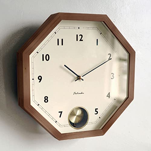 Interform Wall Clock, Pendulum Clock, CL-3351BN, Görlitz Gold/Brown Wood, Dimensions: 28cm W X 28cm H X 7cm D