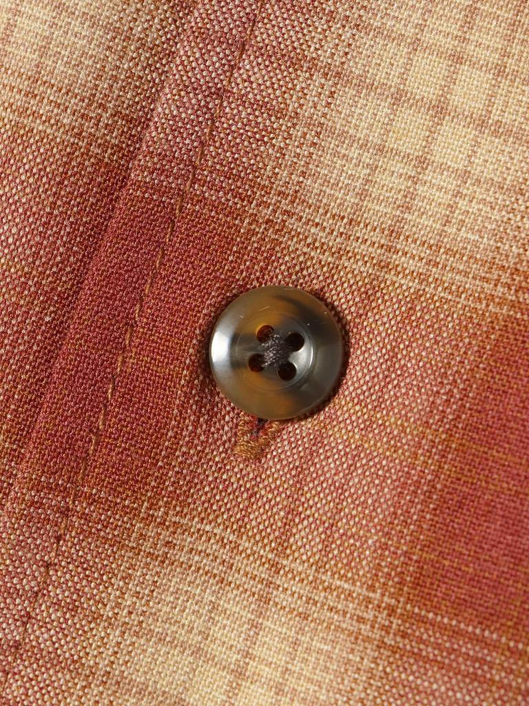 Beams Heart Men's Polyester Rayon Ombre Check Shirt, BRICK Size S