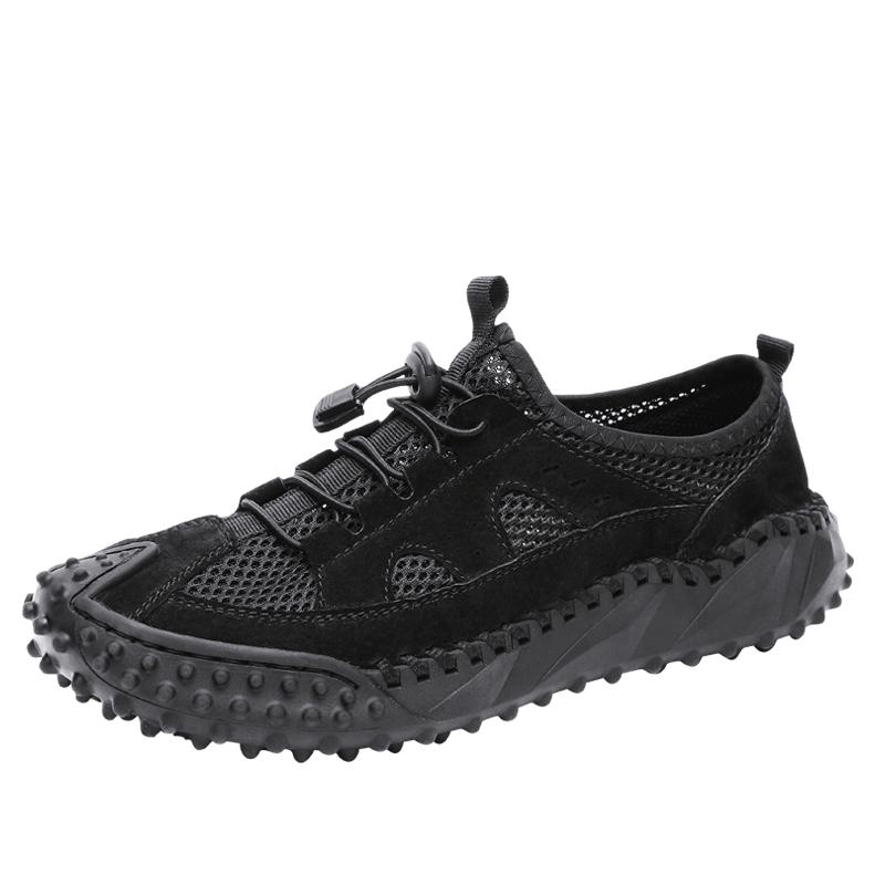 

Летняя сетчатая мужская обувь Новая дышащая повседневная обувь для улицы Мужские кроссовки для ходьбы Туристическая обувь Легкая и нескользящая 46 чёрный