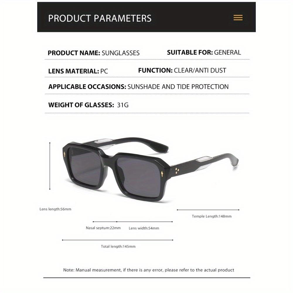 2024 Novos Óculos de Sol Quadrados Personalizados Tinta Protetor Solar Alta Qualidade Masculino Retrô Preto Clássico Rebite Óculos da Moda