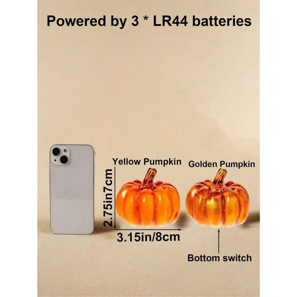 Battery Powered Halloween Glowing Pumpkin LED Lamp, Halloween Party Tabletop Atmosphere Light, Indoor Home Garden Holiday Decor Prop