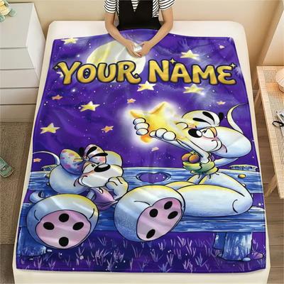 1PC Custom Name Diddl Patterned Flannel Blanket Suitable For All Seasons for Home Decor Warmth and Comfort Gifts Holiday Present_xia