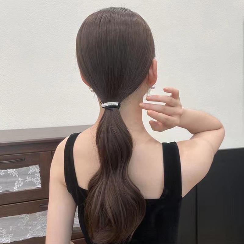 1/5Pcs Women Black Shiny  Seamless Rubber Band Elastic Hair Rope  Fashionhair Accessories