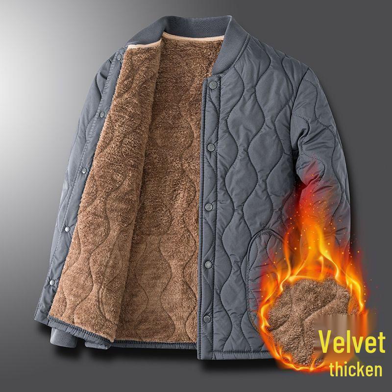 Men's Lambswool Cotton Winter Jacket - Middle-aged Father's Warm Loose Coat with Thick Velvet Liner