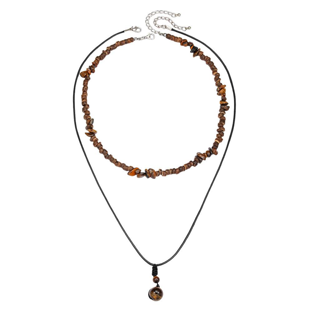 Artificial Turquoise Multilayer Collar Necklace With Geometric Pendant For Boho Women