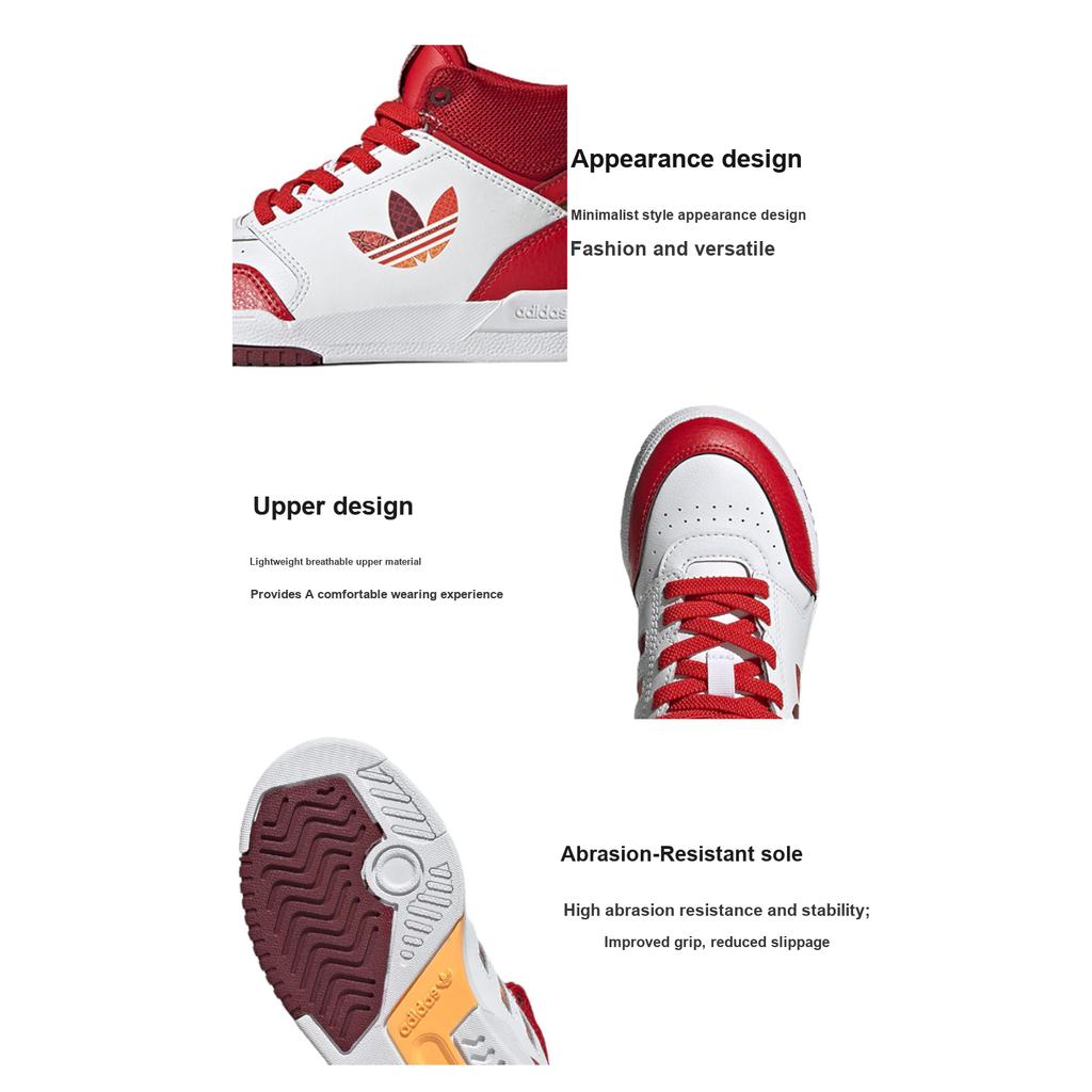 adidas Oryginalne Step Drop Wygodne Proste Antypoślizgowe Odporne na Zużycie Wysokie Buty do Jazdy na Rolkach dla Dzieci Buty do Jazdy na Rolkach dla Dzieci Białe Czerwone Złote GY2028