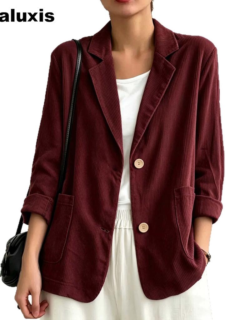 New Foreign Women's Autumn Winter Casual Versatile Temperament Vintage Corduroy Blazer