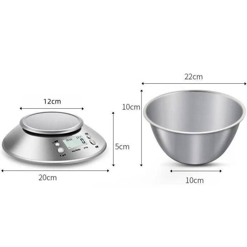 Stainless Steel Kitchen Scale with Tray, Hd LCD Digital Display, Automatic Shutdown, Accuracy 1g,max Weighing 5kg