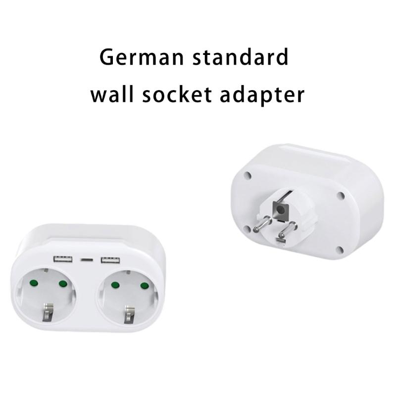 Multifunction Wall Plugs Adapters Convert German/French Outlet to 2 EU Socket with USB Port Electrical Converter Tool