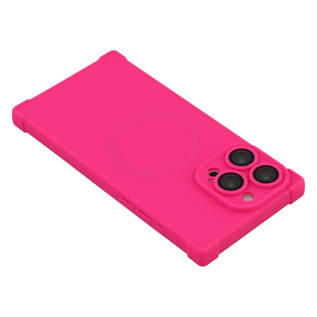 For iPhone 15 Pro Max Case Compatible with MagSafe Straight Edge TPU Phone Cover with Camera Lens Protector