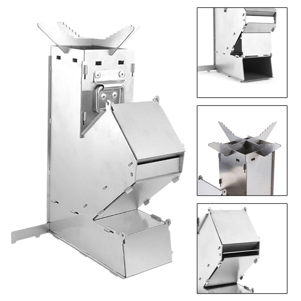 Camping Mini Wood Stove Portable Tent Firewood Stove Detachable Wood Burner Stainless Steel Rocket Stoves Picnic Pocket Grill
