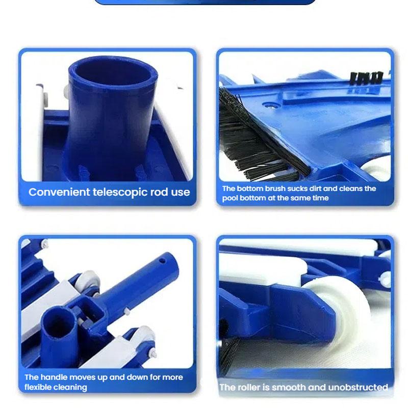 14 Inch Heavy Duty Pool Vacuum Head with Brush for In Ground Above Ground Pools Swimming Pool Cleaner Suction Wheel Accessories