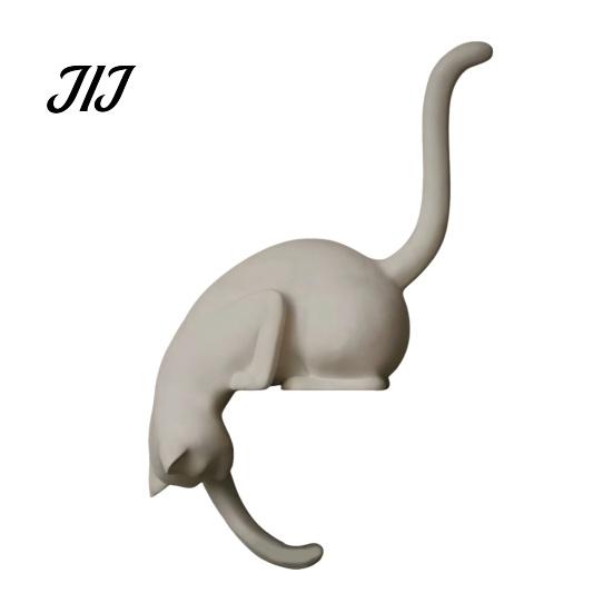 Gancio Decorativo a Forma di Gatto con Lanterna per Organizzazione Domestica, Gancio Decorativo da Parete Fatto a Mano Stampato 3D con Luce LED, Scaffale Creativo per Libreria Scrivania e