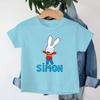 T-shirt Enfant Dessin Animé Simon Super Lapin Mignon Garçons Filles Manches Courtes Été Décontracté Col Rond