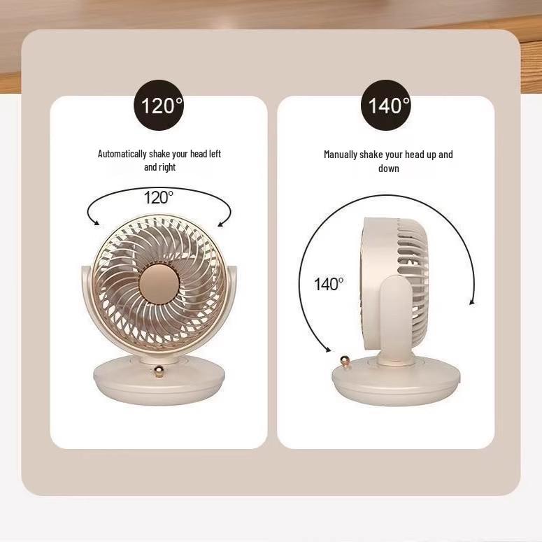 Rechargeable 2026 Mini Desk Fan with Head Shaking and Long Battery Life