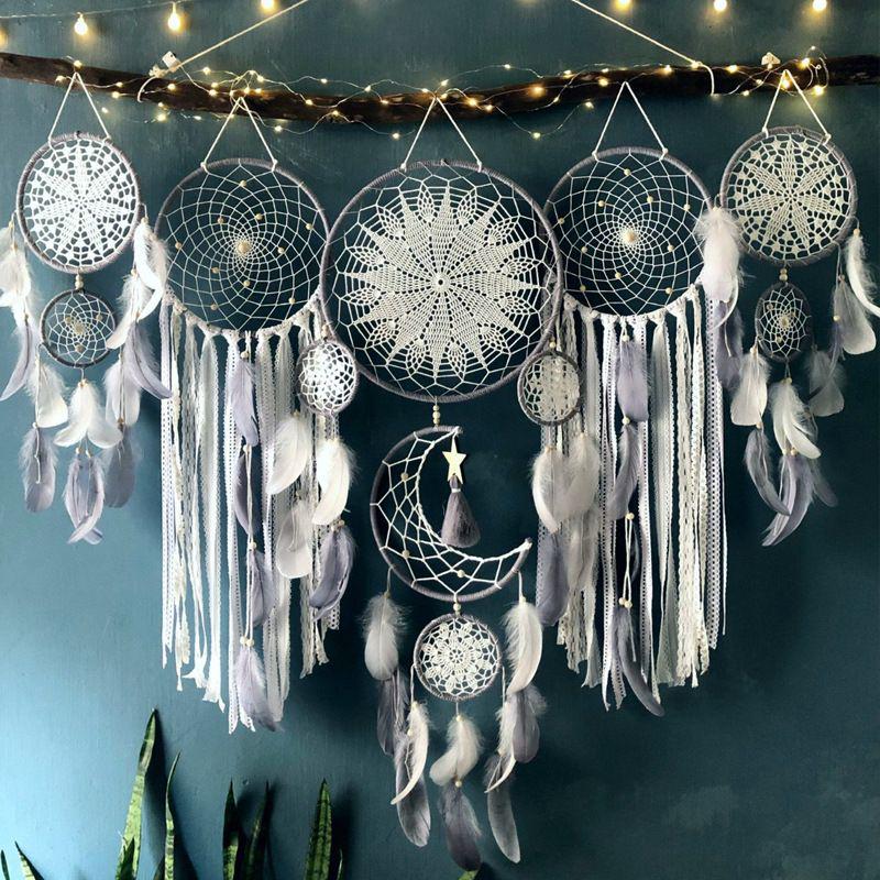 Handmade Indian Dream Catcher Feather Wind Chime - Creative Wall Hanging for Bedroom or Homestay Decoration